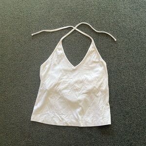 Plus size white Old Navy halter top with shelf bra